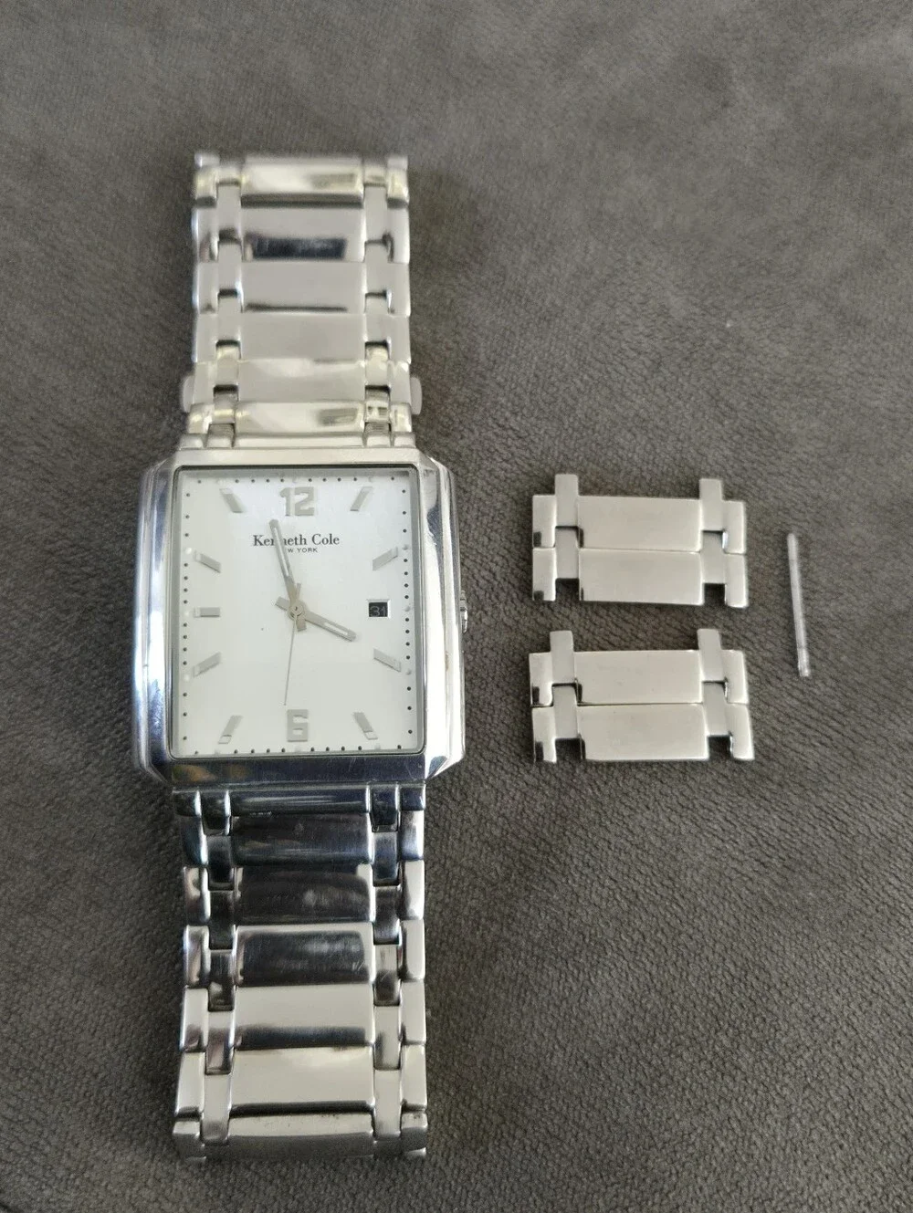 Kenneth Cole Rectangle Stainless Steel Wide Bracelet Watch KC3504
